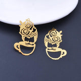 10pcs Brass Stainless Steel laser cutting Charms Cat Pendant DIY Jewelry Earring
