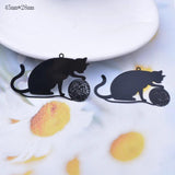 10pcs Brass Stainless Steel laser cutting Charms Cat Pendant DIY Jewelry Earring