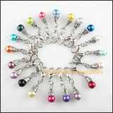 20Pcs Tibetan Silver Tiny Cone Retro Glass Charms with Lobster Claw Clasps