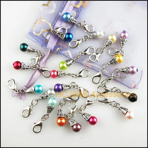 20Pcs Tibetan Silver Tiny Cone Retro Glass Charms with Lobster Claw Clasps