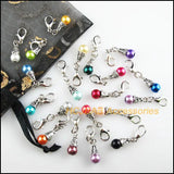 20Pcs Tibetan Silver Tiny Cone Retro Glass Charms with Lobster Claw Clasps