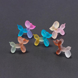 6pcs Gradient Balloon Dog Charms for DIY Jewelry Making