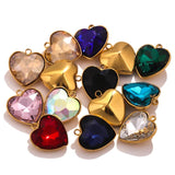 5pcs Stainless Steel LOVE Glass Crystal Charms DIY Jewelry Making