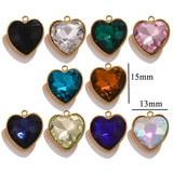 5pcs Stainless Steel LOVE Glass Crystal Charms DIY Jewelry Making