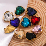 5pcs Stainless Steel LOVE Glass Crystal Charms DIY Jewelry Making