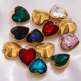 5pcs Stainless Steel LOVE Glass Crystal Charms DIY Jewelry Making