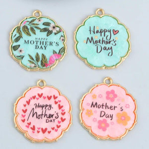 10pcs Enamel Word Plate Charms Pendants Mother Jewelry DIY Findings