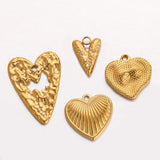 3pcs Stainless Steel Heart Charms For DIY Jewelry Making