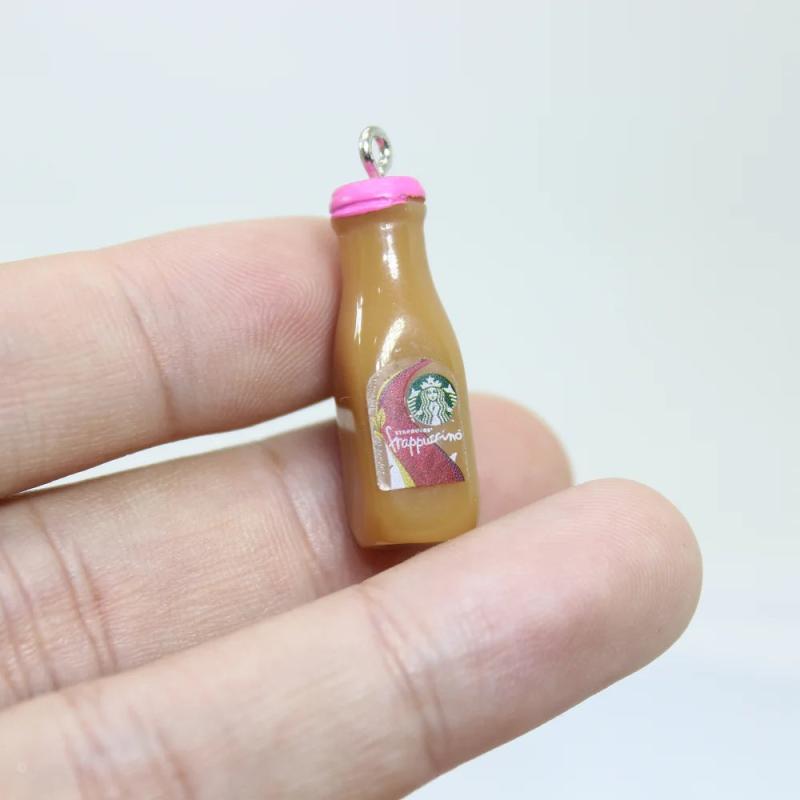 10Pcs 3D Coffee Bottle Charm Pendant Keychain Necklace Earring Jewelry Accessory