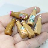 10Pcs 3D Coffee Bottle Charm Pendant Keychain Necklace Earring Jewelry Accessory