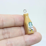 10Pcs 3D Coffee Bottle Charm Pendant Keychain Necklace Earring Jewelry Accessory