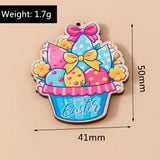 10pcs Wooden Rabbit Easter Egg Charms for Jewelry Making DIY Necklaces Earrings