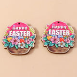 10pcs Wooden Rabbit Easter Egg Charms for Jewelry Making DIY Necklaces Earrings