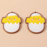 10pcs Wooden Rabbit Easter Egg Charms for Jewelry Making DIY Necklaces Earrings