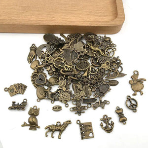 100pcs Antique Bronze Mix Charms Pendant for DIY Jewelry Making