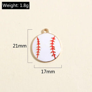 10pcs Mix Funny Enamel Baseball Football Charms Sports Pendant