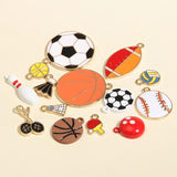 10pcs Mix Funny Enamel Baseball Football Charms Sports Pendant