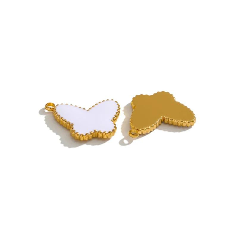 5pcs Butterfly Charms Stainless Steel Enamel DIY Jewelry Findings