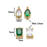 5pcs Steel Drop Shape Charms Pendants Green Zircon DIY Jewelry