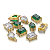 5pcs Steel Drop Shape Charms Pendants Green Zircon DIY Jewelry