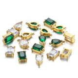 5pcs Steel Drop Shape Charms Pendants Green Zircon DIY Jewelry