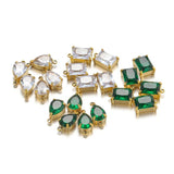5pcs Steel Drop Shape Charms Pendants Green Zircon DIY Jewelry