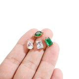 5pcs Steel Drop Shape Charms Pendants Green Zircon DIY Jewelry