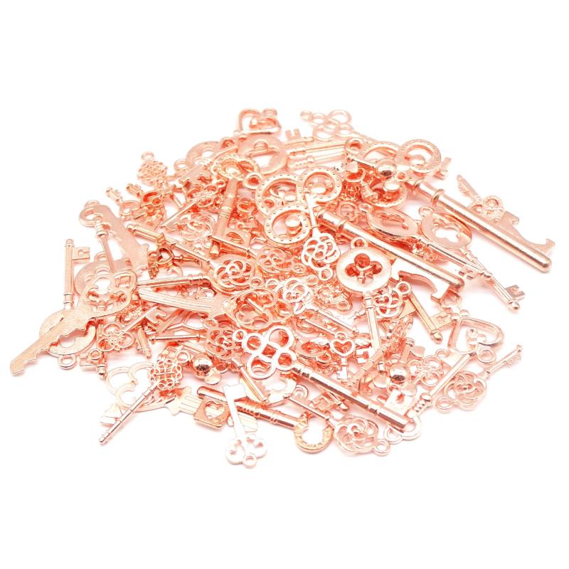 Vintage 35 Alloy Key Pendant Charms for Jewelry Making