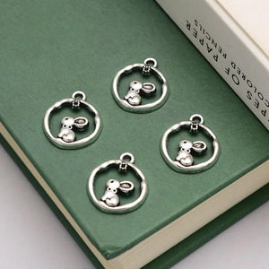 50pcs Antique Silver Easter Charms Rabbit Bunny Pendants Lot DIY Jewelry Making