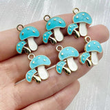 20Pcs Colourful Alloy Enamel Mushroom Plant Pendant Diy Charms