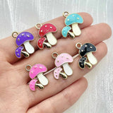 20Pcs Colourful Alloy Enamel Mushroom Plant Pendant Diy Charms