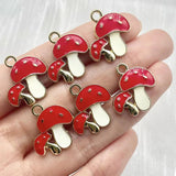 20Pcs Colourful Alloy Enamel Mushroom Plant Pendant Diy Charms