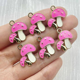 20Pcs Colourful Alloy Enamel Mushroom Plant Pendant Diy Charms
