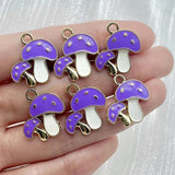 20Pcs Colourful Alloy Enamel Mushroom Plant Pendant Diy Charms
