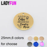 5pcs Music Lover Charm Pendant Stainless Steel Coffee Guitar Engraved Charms
