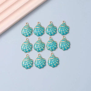10pcs Shell Enamel Charms Summer Ocean Style Lovely Pendants for DIY Jewelry