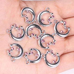 20Pcs Alloy KC Silver Zircon Moon Star Pendants Rhinestone Jewelry Set