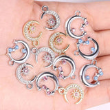 20Pcs Alloy KC Silver Zircon Moon Star Pendants Rhinestone Jewelry Set
