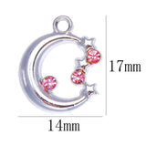 20Pcs Alloy KC Silver Zircon Moon Star Pendants Rhinestone Jewelry Set