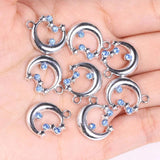20Pcs Alloy KC Silver Zircon Moon Star Pendants Rhinestone Jewelry Set