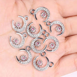 20Pcs Alloy KC Silver Zircon Moon Star Pendants Rhinestone Jewelry Set