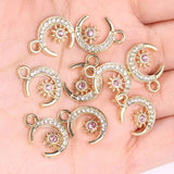 20Pcs Alloy KC Silver Zircon Moon Star Pendants Rhinestone Jewelry Set