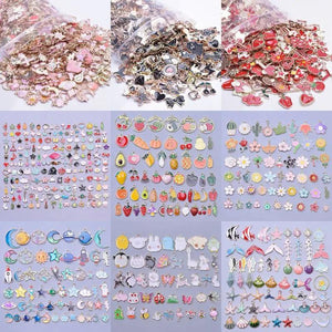 50pcs Colorful Enamel Charms Animal Flower Pendant Alloy for DIY Earring Jewelry