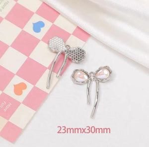 4Pcs Alloy Cherry Tulip Butterfly Pendant Charms DIY Jewelry Making