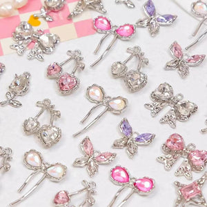 4Pcs Alloy Cherry Tulip Butterfly Pendant Charms DIY Jewelry Making
