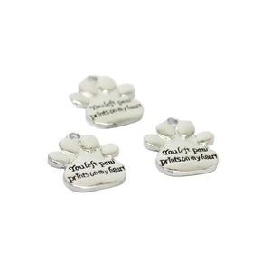8Pcs Puppy Charm Paw Prints On My Heart Memorial Pendant DIY Jewelry Findings