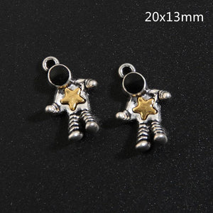 10pcs Enamel Astronaut Star Charms Spaceman Pendant for DIY Jewelry Making