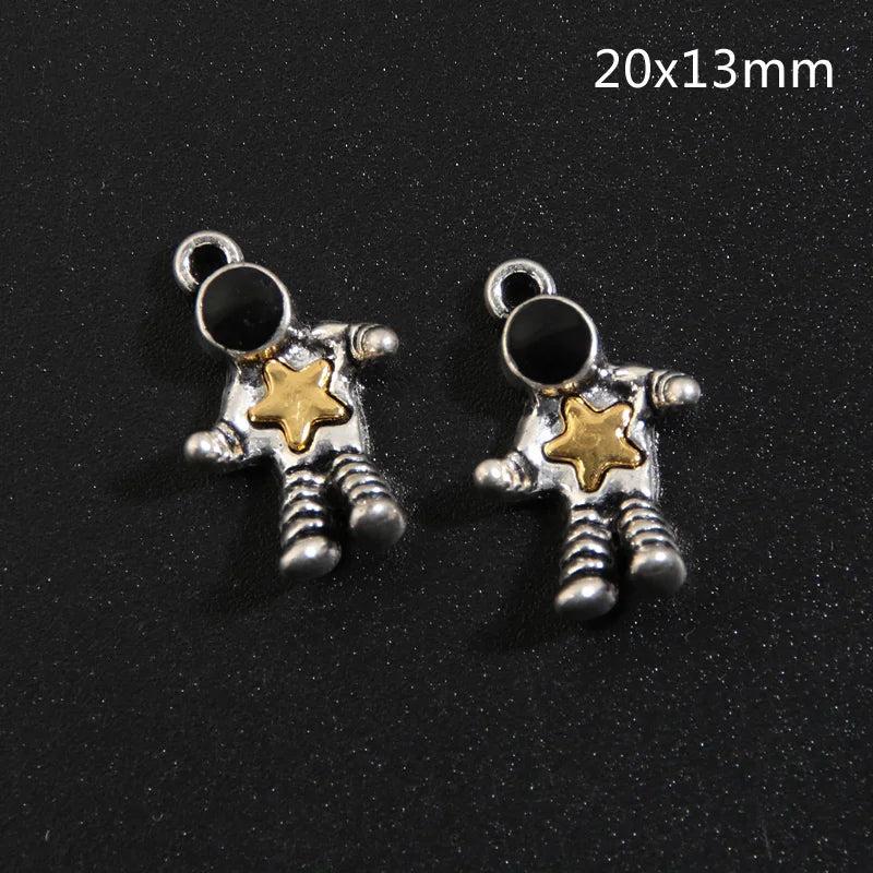 10pcs Enamel Astronaut Star Charms Spaceman Pendant for DIY Jewelry Making