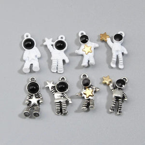 10pcs Enamel Astronaut Star Charms Spaceman Pendant for DIY Jewelry Making