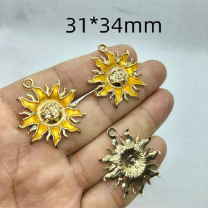 10pcs Rainbow Sun Totem Charms Enamel Metal Pendants DIY Earrings